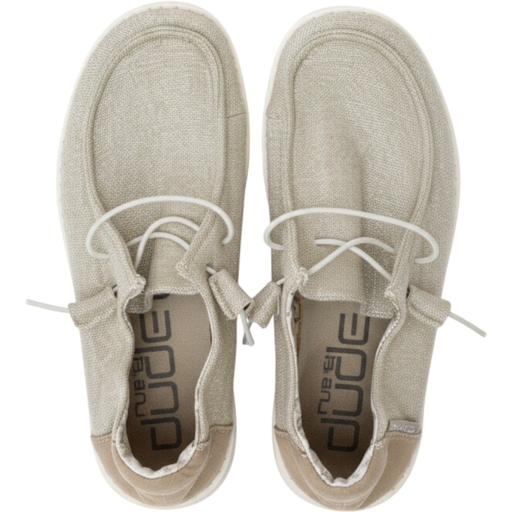 Hey Dude Wendy Stretch Sparkling Loafers Womens 6 Beige Shimmer Slip On Shoes